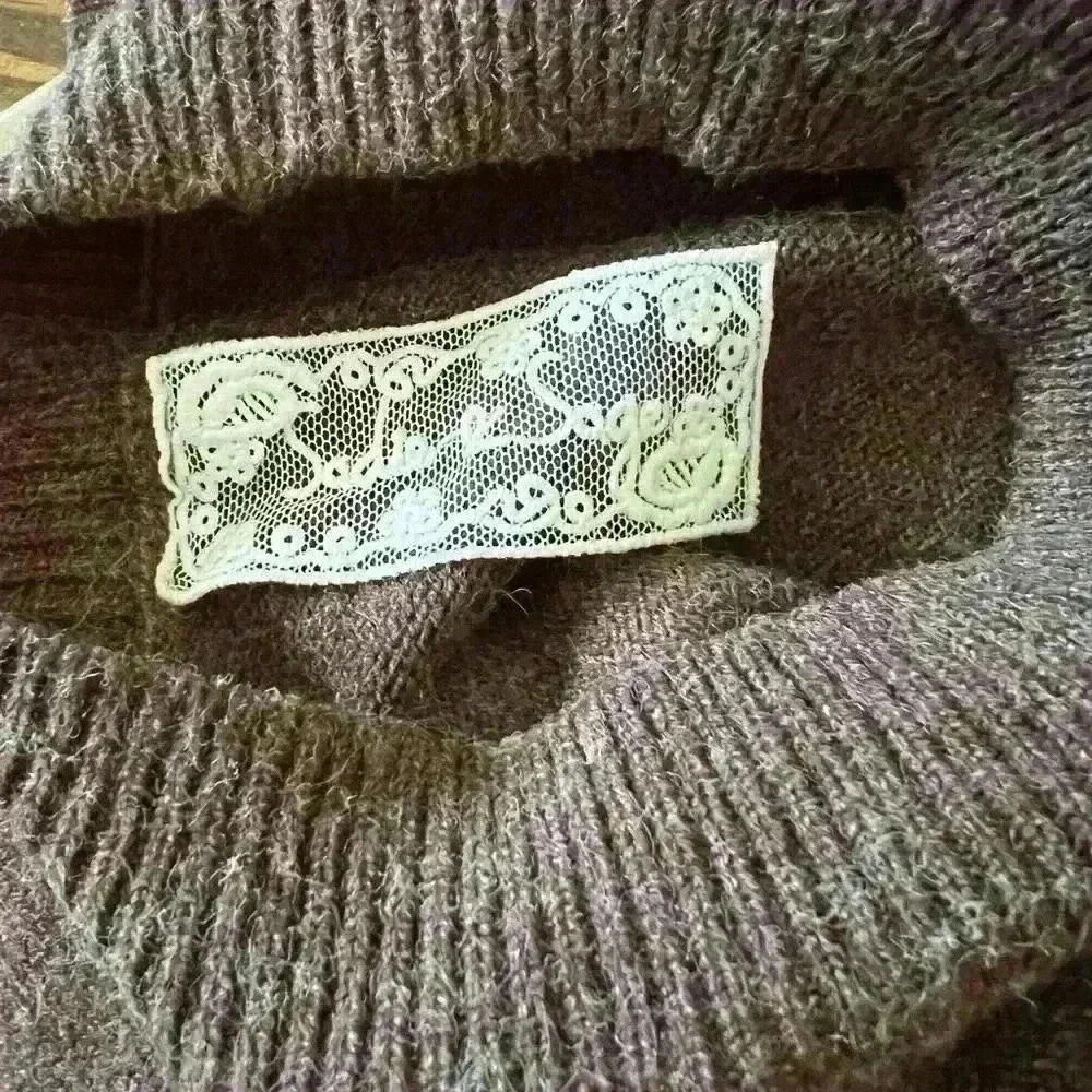 Sadie & Sage angora & polyester s/m sweater, distressed destroyed hem, brown EUC - Picture 3 of 6